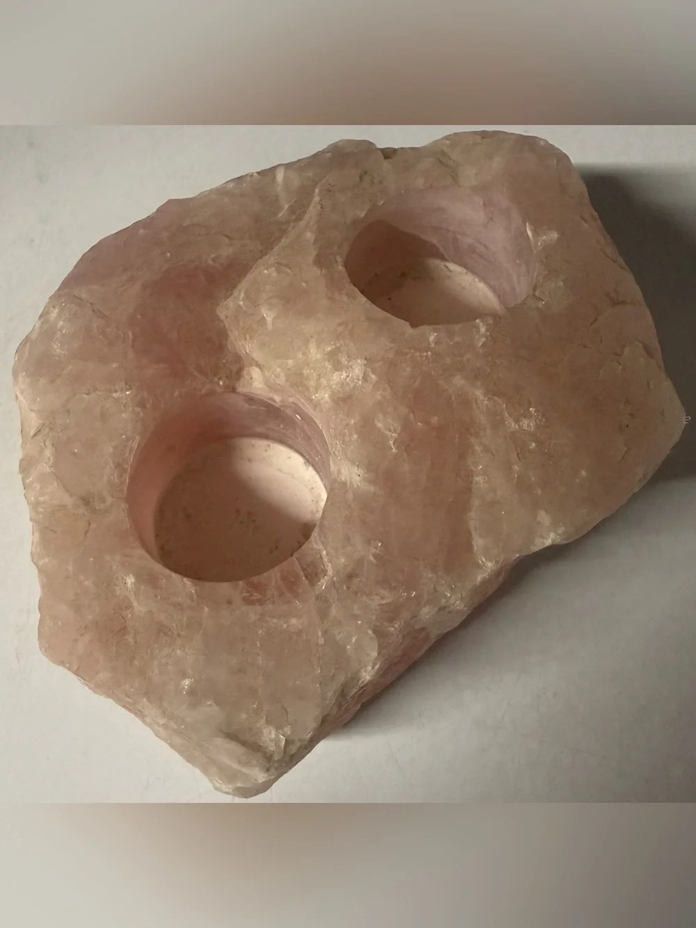 Rose Quartz Double Tea Light Holder